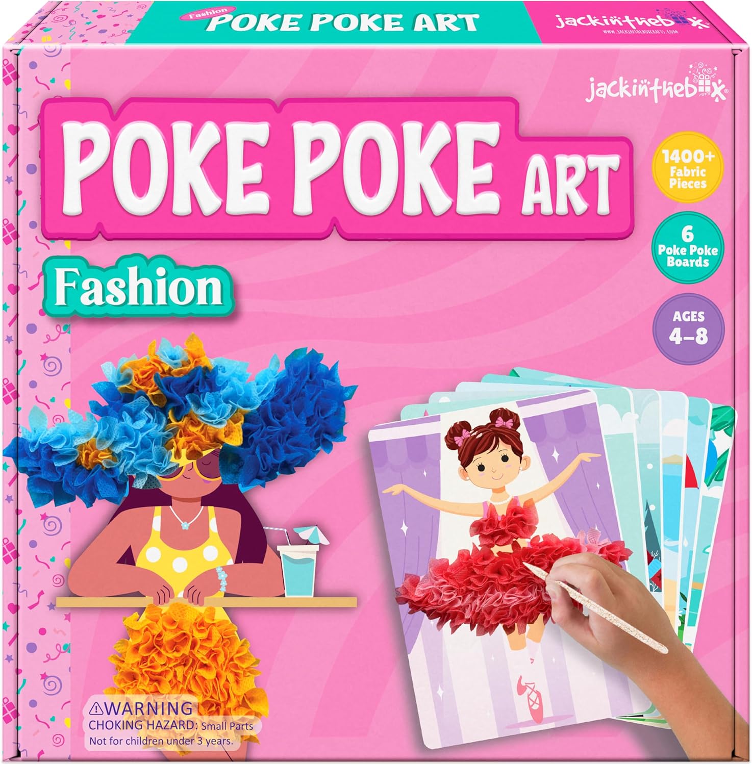 jackinthebox Poke Poke Art for Kids – Fashion Theme Dress Decorations for Princess, Winter, Monsoon, Hawai, Beach, Ballerina, Mess-Free Sewing Art for Kids, Gift for Girls and Boys Ages 4 5 6 7 8