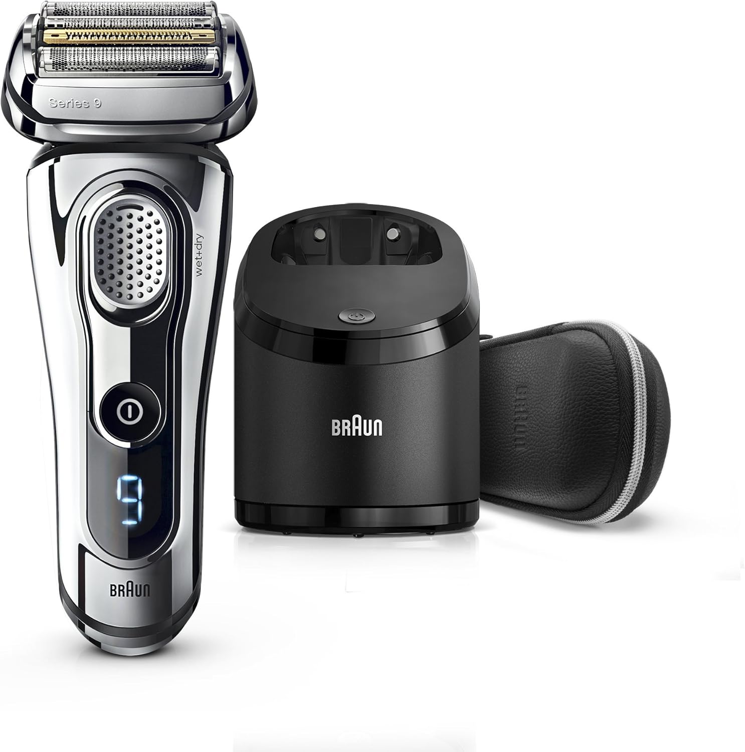 Braun Series 9 Men's Electric Foil Shaver with Clean and Renew Charger Rechargeable/Cordless Razor and Premium Travel Case