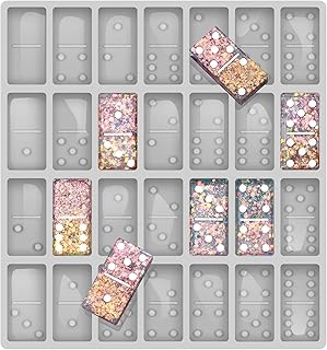 Professional Domino Molds for Resin Casting Jumbo Domino Molds for Resin Casting Double 6 Dominoes Mold, Shiny & No Scratches & Durable,8.86 x 9.25 x 0.39 inch 230g (New Version）
