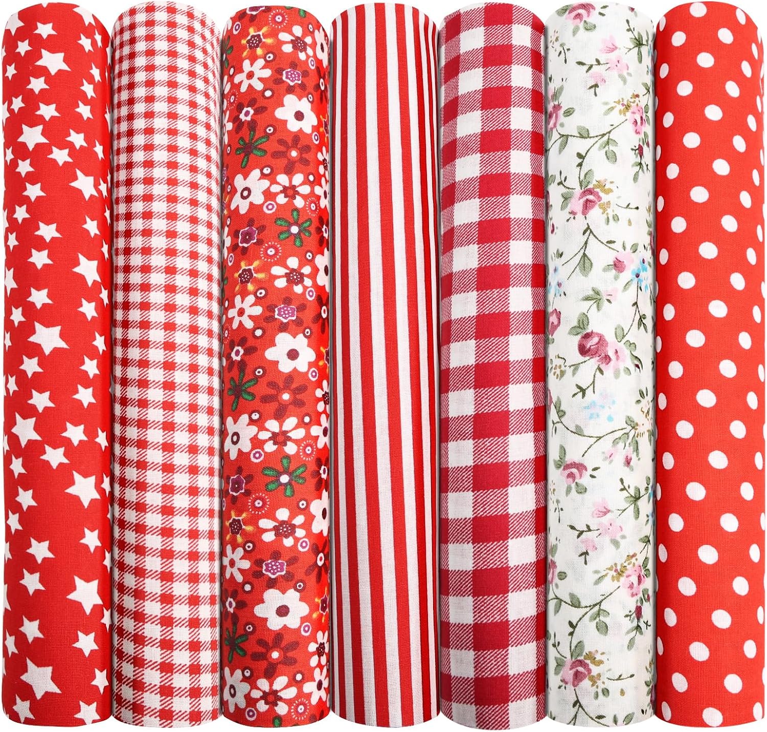 Aucuu 7PCS Fat Quarters Fabric Bundles, 50cm x 50cm Fabric Bundles, Quilting Cotton, Bundle Quilting Craft FA-BRIC, Precut Easter & Spring Cotton FA-BRIC for DIY Crafts, Sewing, Patchwork, Home Decor