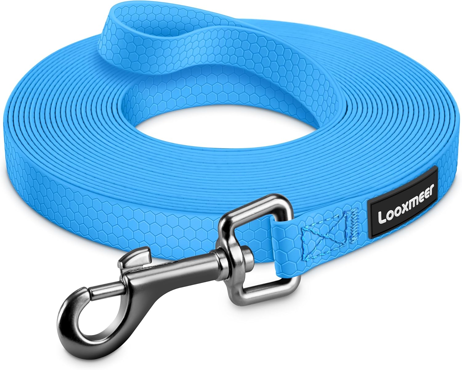 Looxmeer Training Lead for Dogs, 10m Long Line Dog Lead for Large Medium Small Dogs, Recall Obedience Dog Training Leads, Padded Handle & Storage Bag, Pet Leash for Tracking Camping Walking, Blue