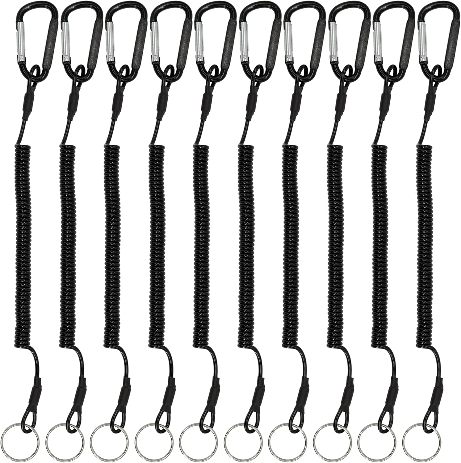 StayMax Stretchy Spiral Keyring Spiral Lanyard Retractable Coil Spring Keychain Anti-Lost Stretch Cord with Carabiner