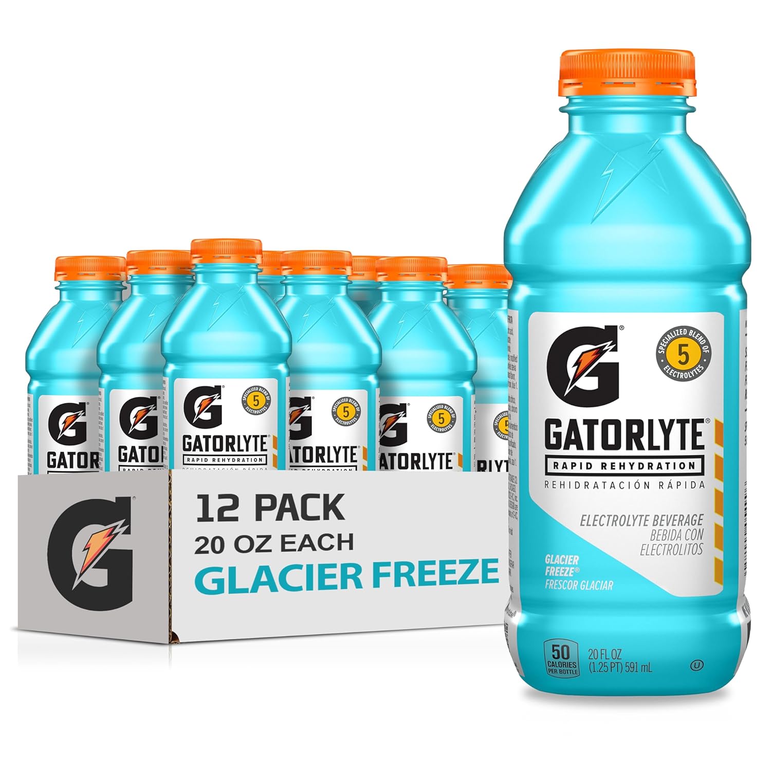 Gatorlyte Electrolyte Beverage, Glacier Freeze, 20 Fl Oz (Pack of 12)
