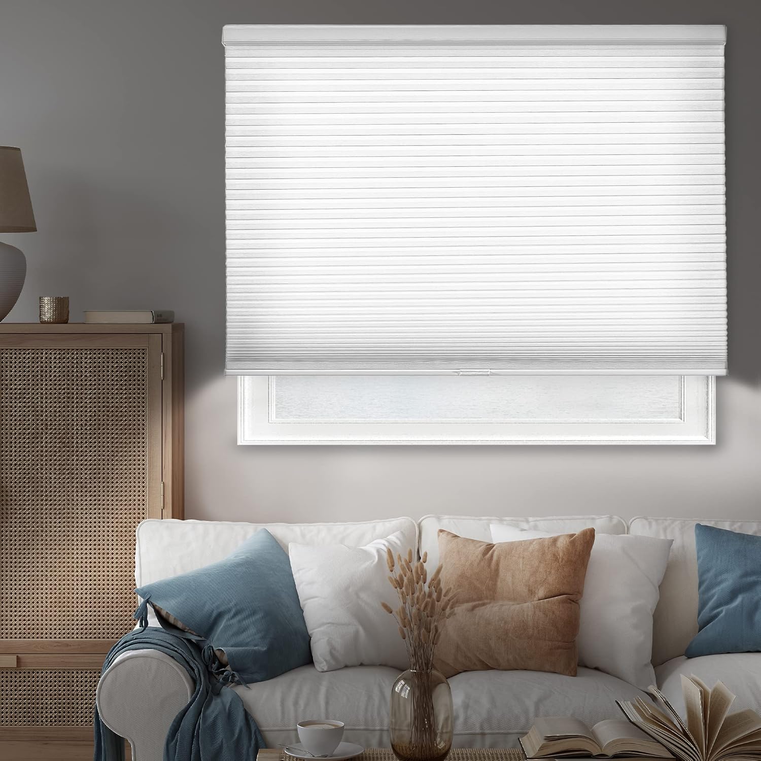 Chicology Cordless Cellular Shades, Blackout Window Blind, Evening Mist (Blackout) - 46"W X 48"H