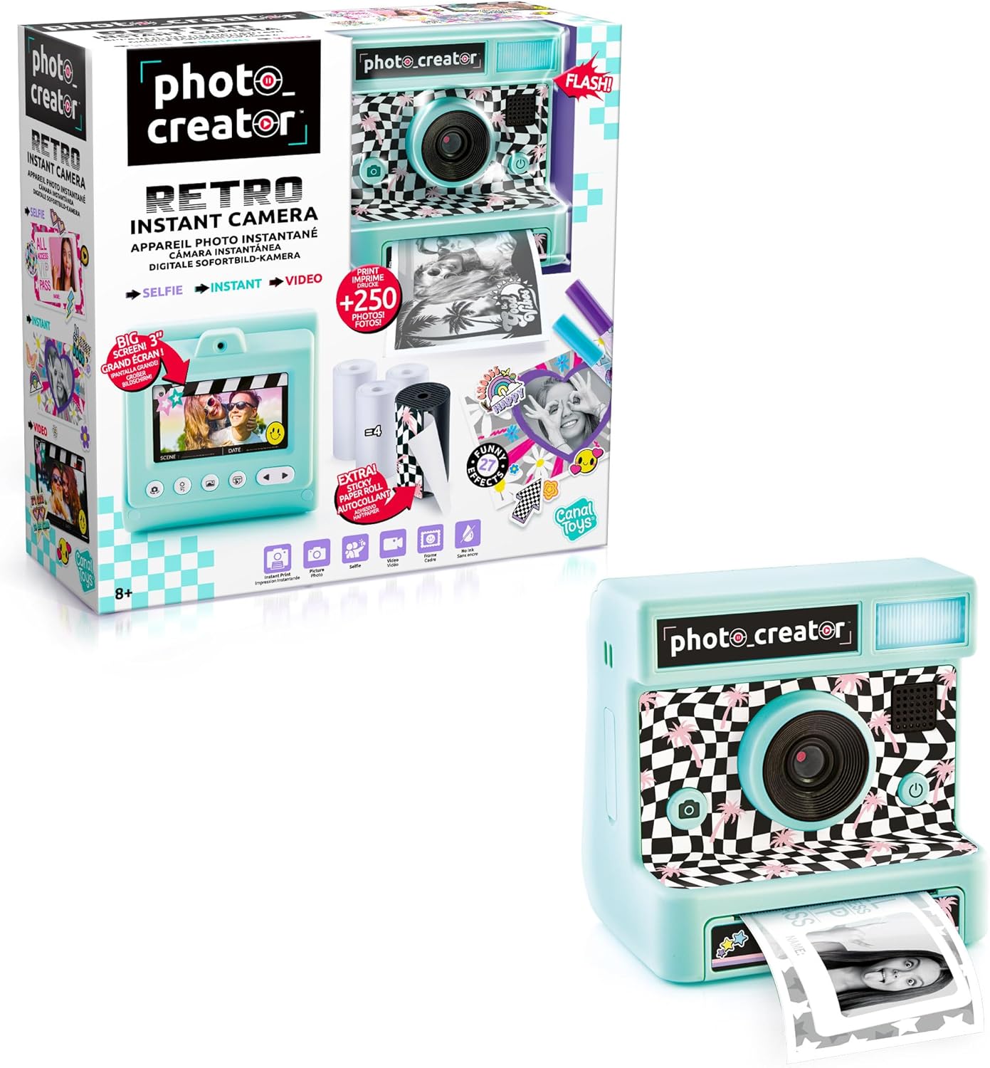 Photo Creator Instant Camera - Digital camera with built in printer - 250 prints - rechargeable