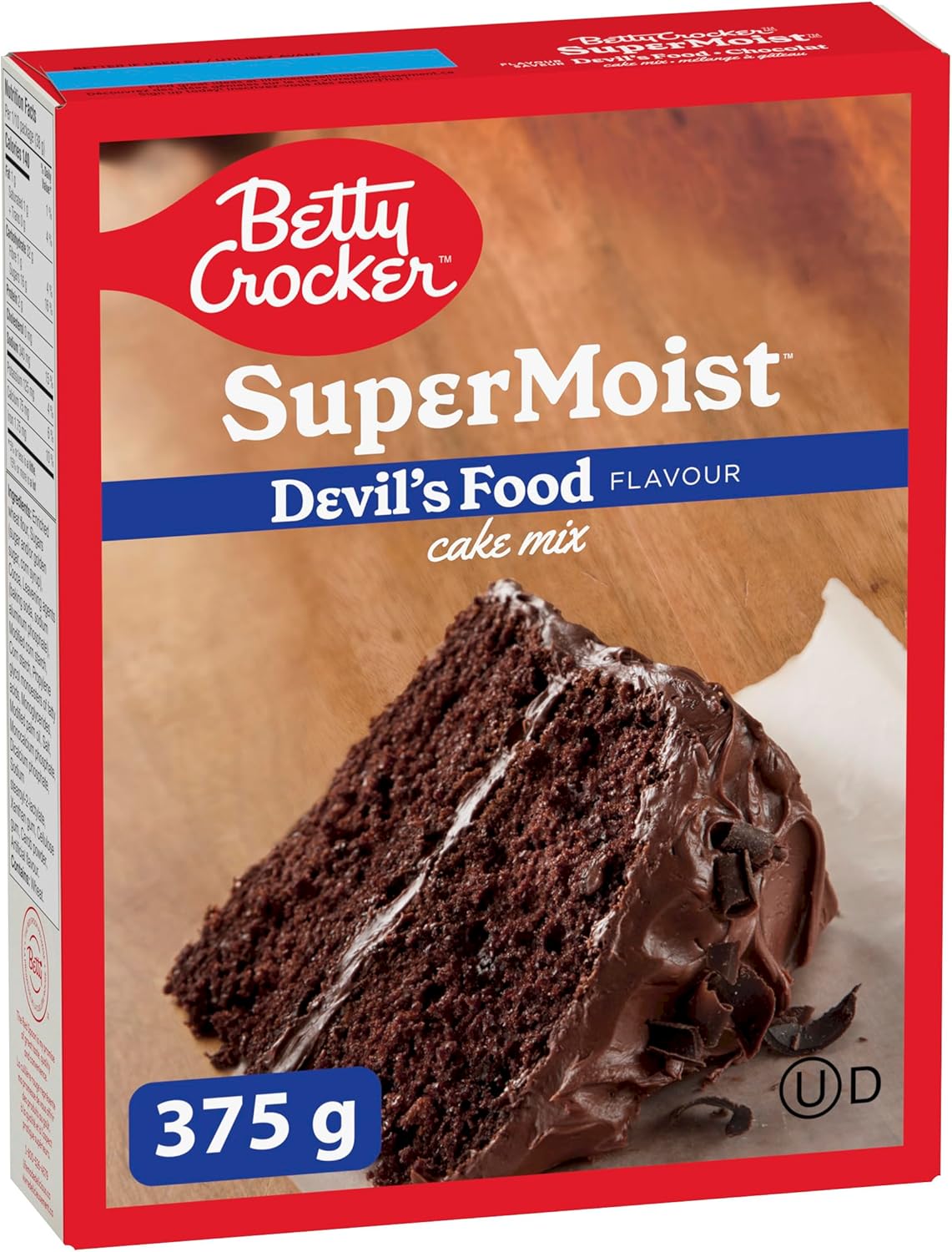 BETTY CROCKER - CAKE MIX - Super Moist Devil's Food Chocolate Flavour, 375 Grams Package of Cake Mix, Baking Mix, Tastes Like Homemade, Easy To Bake