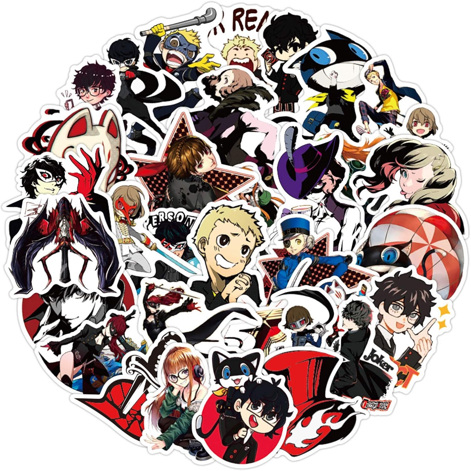 Persona Stickers for Water Bottle 50pcs, Waterproof Vinyl Decal for Teen Laptop, Skateboard, Phone, Travel case, Cool Game Stickers (Persona)