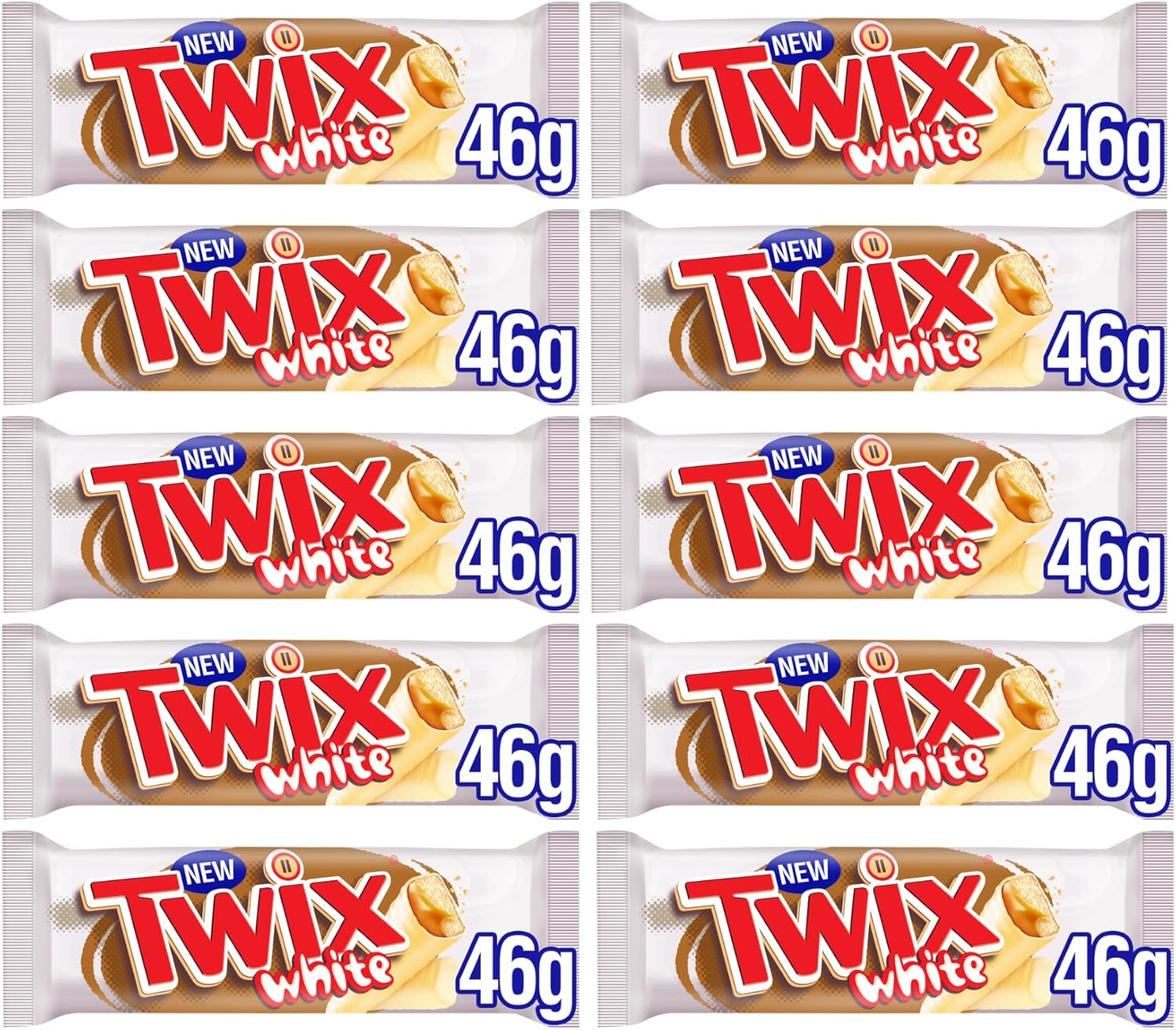 Twix White Chocolate Biscuit Twin Bars 46g (10 Pack)