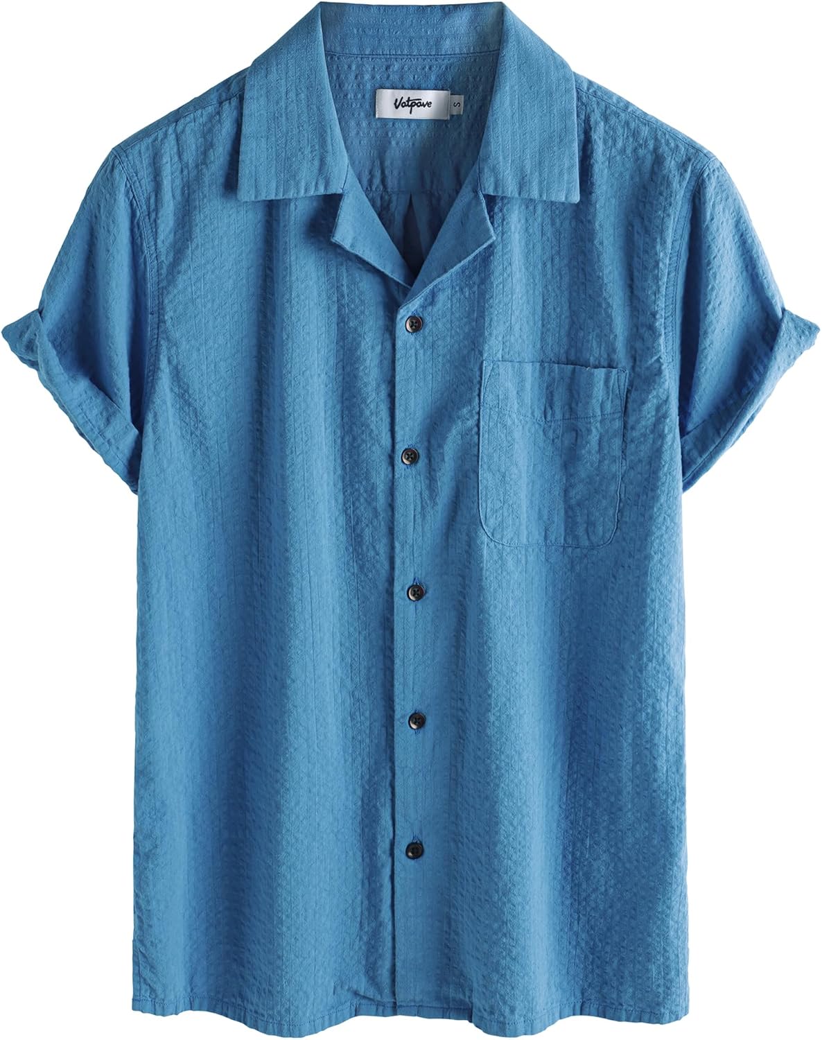 VATPAVE Mens Striped Summer Shirt Casual Button Down Short Sleeve Beach Shirts Cotton Linen Shirts for Men