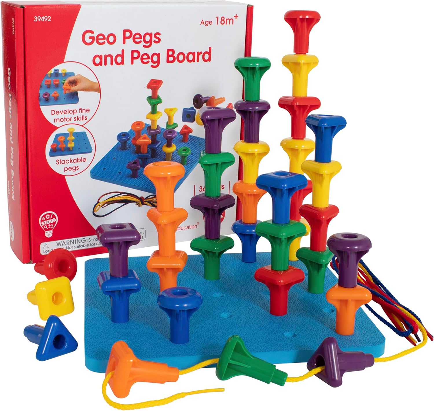 edx education 75112 Childrens Giant Geo Pegs and Board Set