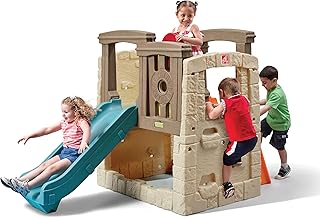 Step2 Naturally Playful Woodland Climber, Outdoor Kids Playset,Toddler Slide and Climbing Wall, Backyard Playground, Made of Durable Plastic, Ages 2-6 Years Old