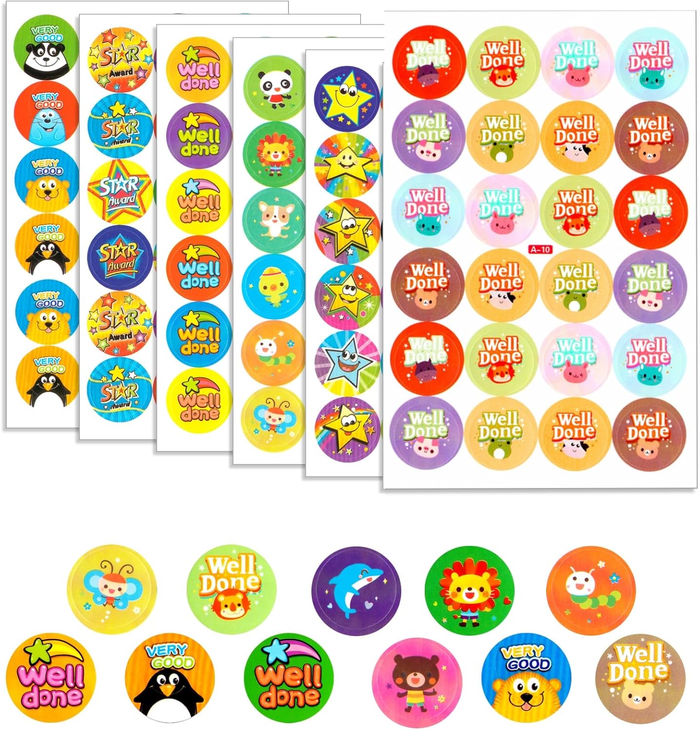 ASTARON 1440 Pcs Reward Stickers for Kids Motivational Praise Teachers Stickers for Students, Star Stickers for Reward Chart Kids Reward Stickers Parents' Reward Stickers for Children (60 Sheet)