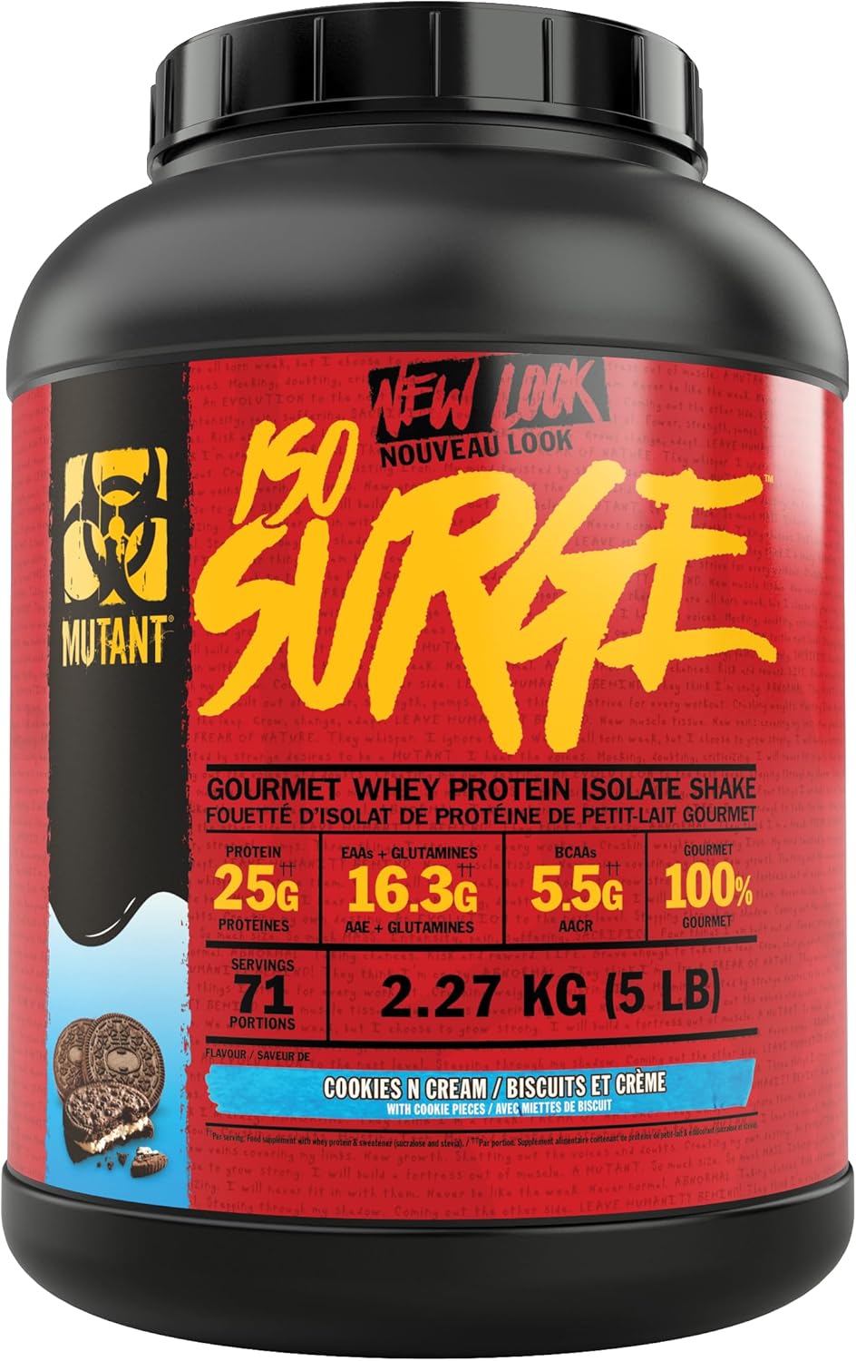 MUTANT ISO Surge – Pure whey Protein Isolate Powder, Low carb, Low Fat, Digestive Enzyme Boosted – Cookies N Cream - 2.27 kg