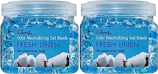 Clear Air Odor Eliminator Gel Beads - 12 oz, Pack of 2 - Air Freshener Made with Essential Oils - Eliminates Odors in Bathrooms, Cars, Boats, RVs & Pet Areas - Fresh Linen Scent