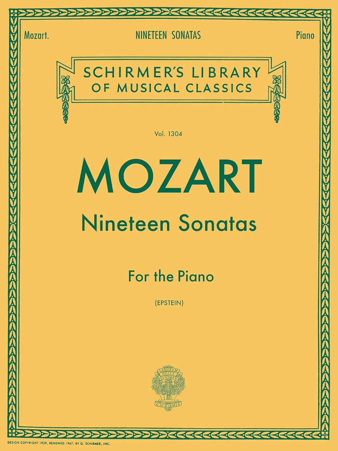 Mozart - 19 Sonatas Complete | Piano Solo Sheet Music | Schirmer’s Library Vol. 1304 | Classical Repertoire for Intermediate to Advanced Pianists