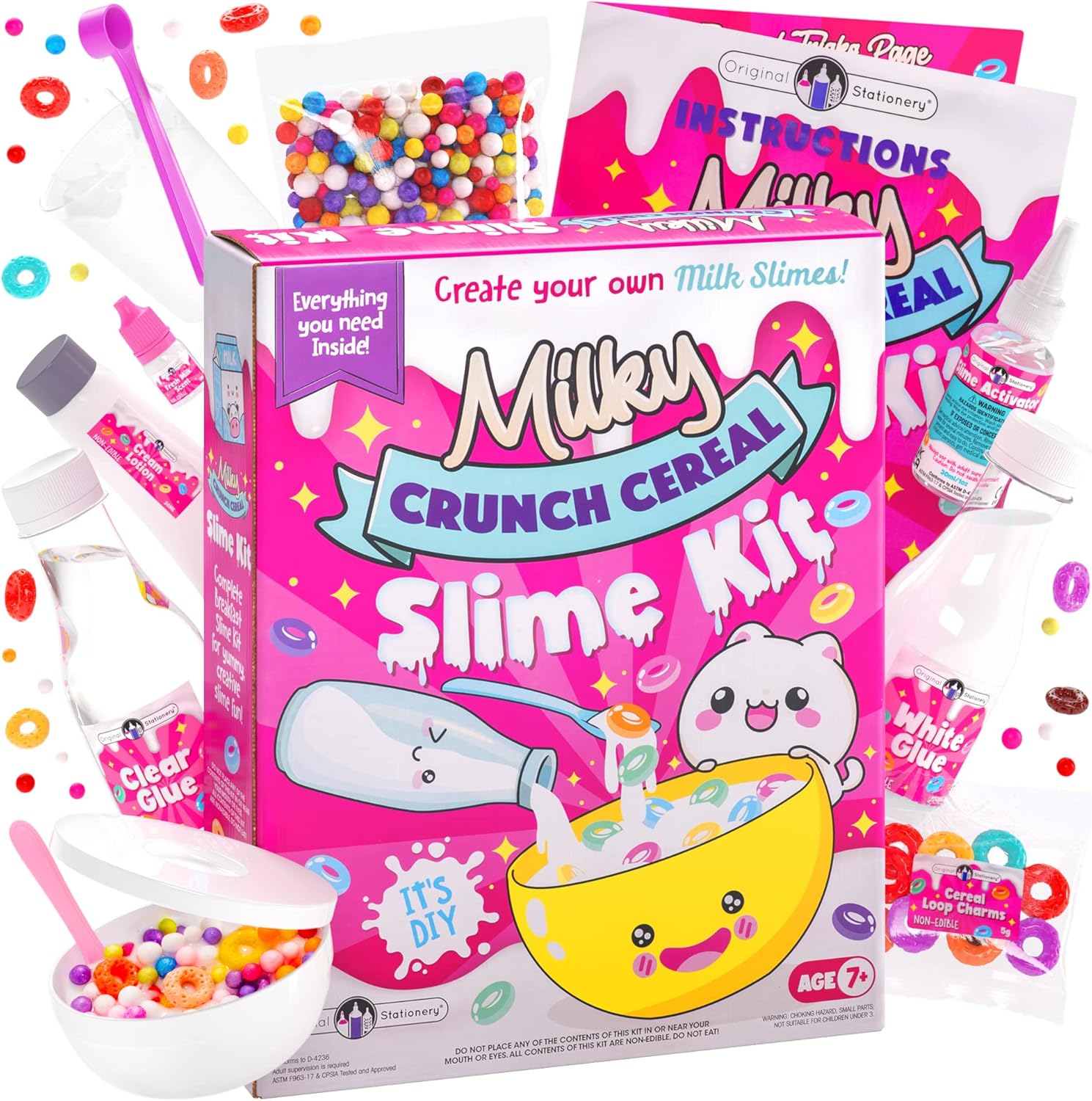 Original Stationery Milky Crunch Cereal Slime Making Kit - Create Butter, Cloud Slime and More - Awesome Gift for Girls