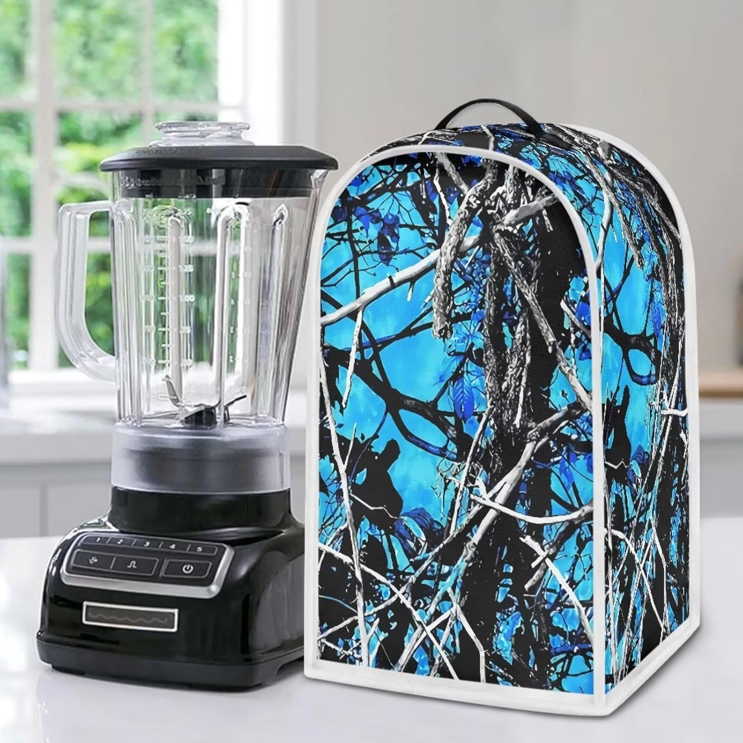 Poceacles Blue Forest Camo Print Blender Dust Cover, Blender Cover, Stand Mixer or Coffee Maker Appliance Cover, Waterproof Dust Proof Mixer Accessories Machine Washable