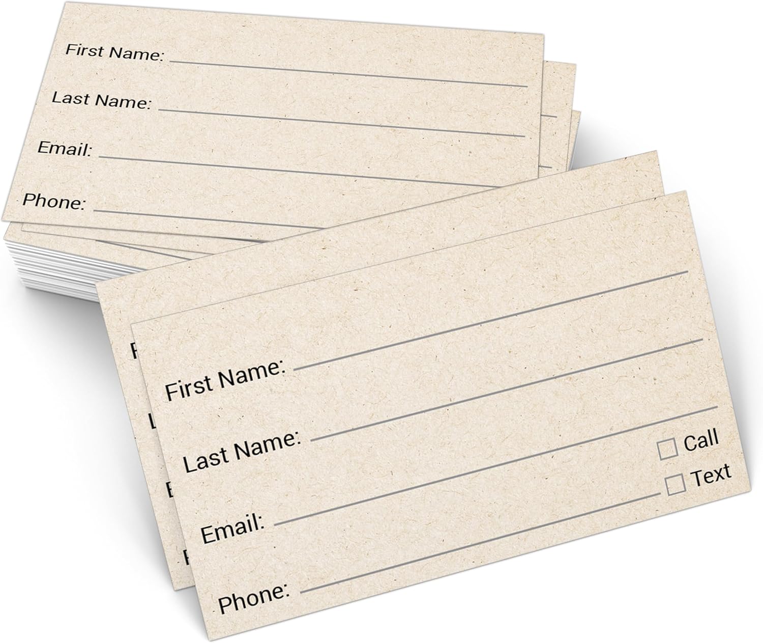 321Done Contact Cards, Made in USA - 3.5x2, Client Profile Card for Small Businesses, Stores, Spa, Salon, Customer Information Sheet, Tan - Pack of 50