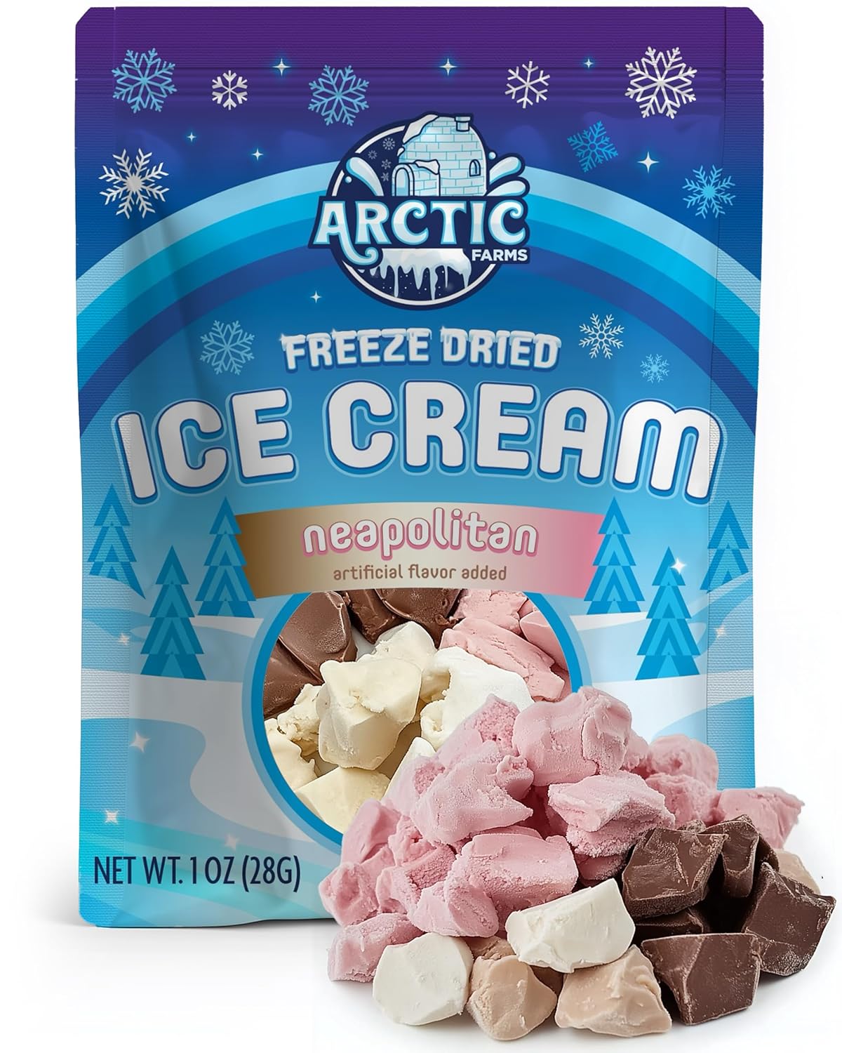 Arctic Farms Freeze Dried Ice Cream that Does Not Melt (Neapolitan, 1 Ounce)