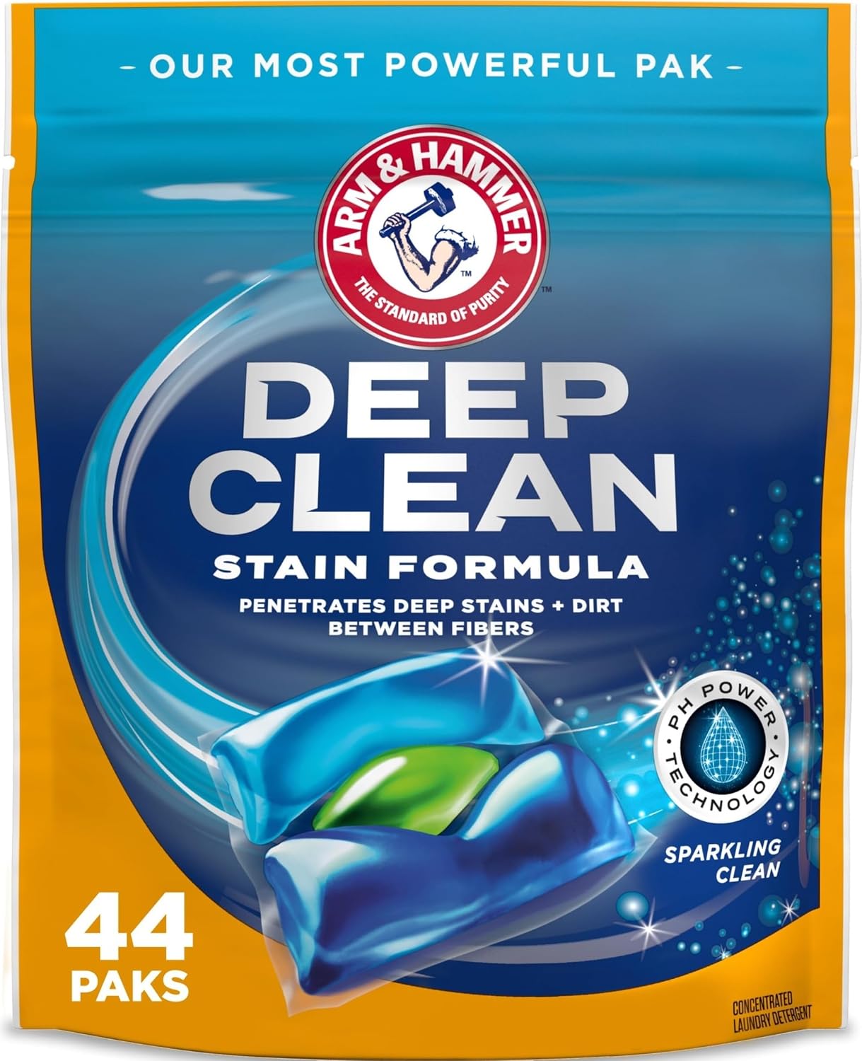 ARM & HAMMER Deep Clean Stain Formula Laundry Detergent Paks, 44 Count