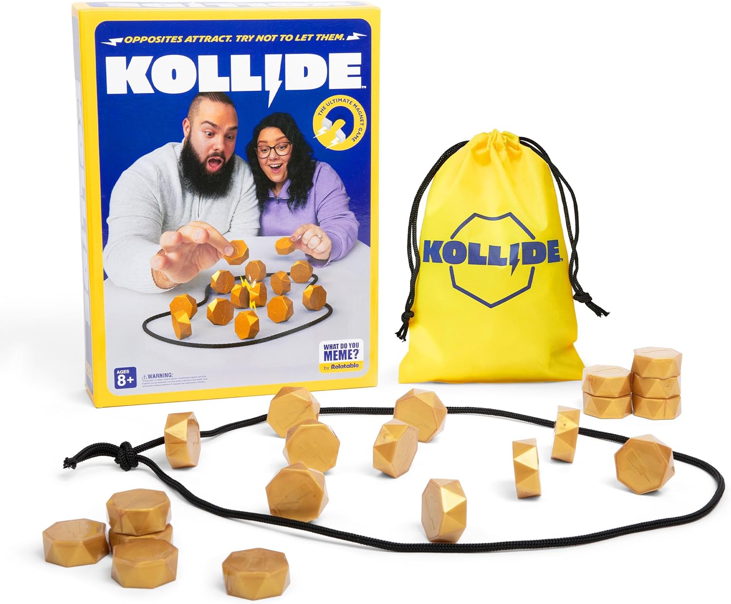 Kollide By Relatable, Exciting Magnetic Game For Family Game Night, Great Fun Games For Kids, Includes 1 Rope, 20 Magnets, And Instructions, Perfect Stocking Stuffers, Thanksgiving Activities for Kids