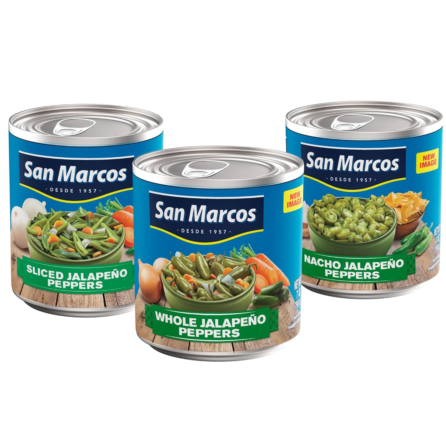 San Marcos Nacho Jalapenos, 7 oz + San Marcos Sliced Jalapeno Peppers, 7 oz + San Marcos Whole Jalapeno Peppers, 26 Oz