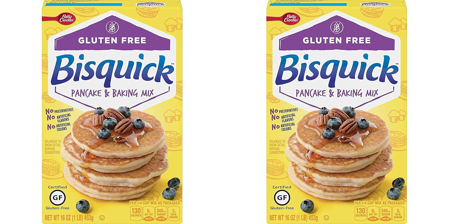 Betty Crocker Bisquick Baking Mix, Gluten Free Pancake and Waffle Mix, 16 oz Box (Pack of 1) Pack of 2