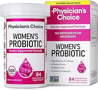 Physician's Choice Probiotics for Women - PH Balance, Digestive, UT, & Feminine Health - 50 Billion CFU - 6 Unique Strains for Women - Organic Prebiotics, Cranberry Extract+ - Womens Probiotic - 84 CT