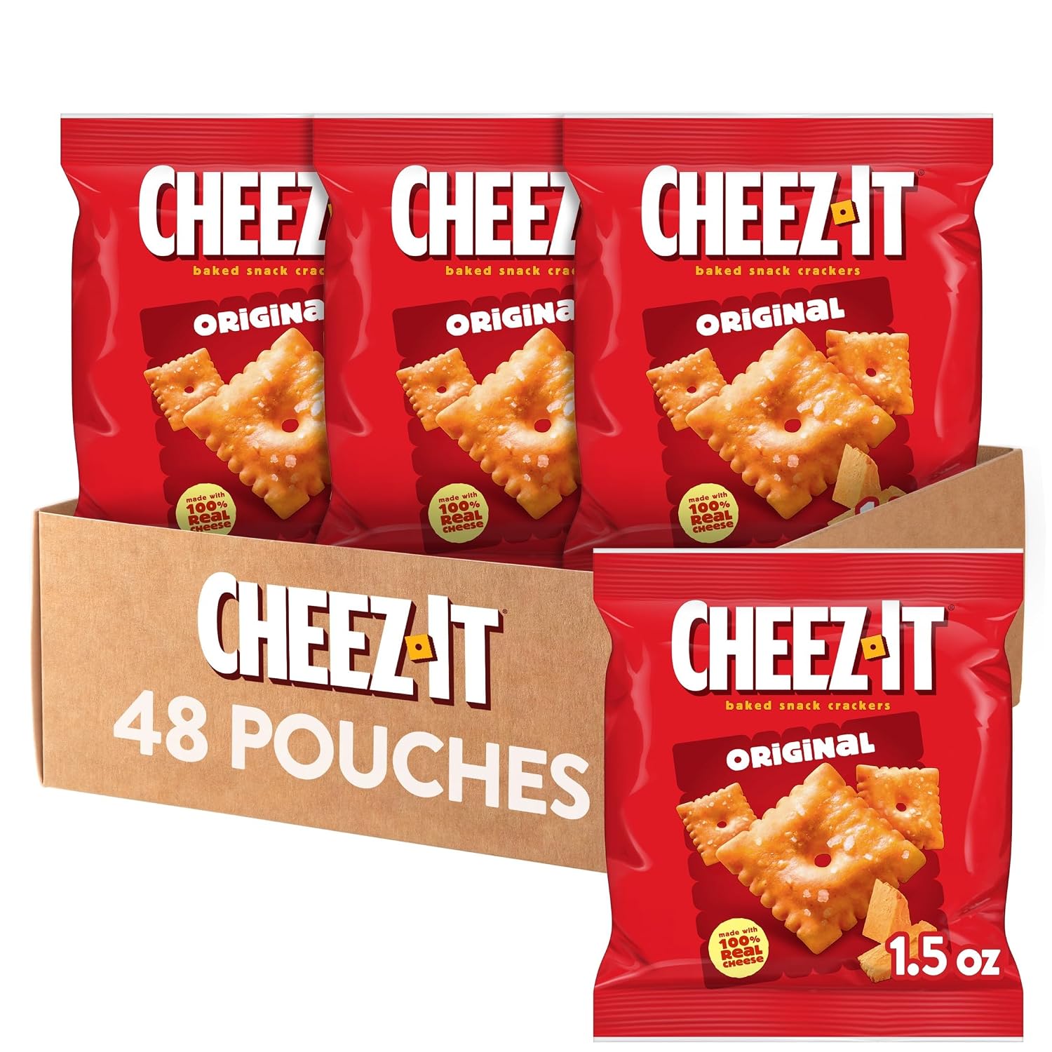 Cheez-It Cheese Crackers, Baked Snack Crackers, Lunch Snacks, Original (48 Pouches)​