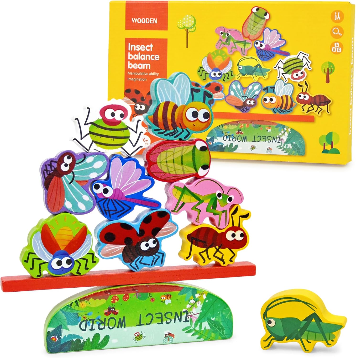 Vileafy Montessori Wooden Insect Toys for Kids Ages 3-5 – Bug Learning Blocks for Storytelling, Pretend Play & STEM Stacking – Educational Toy & Quiet Activities for Boys and Girls