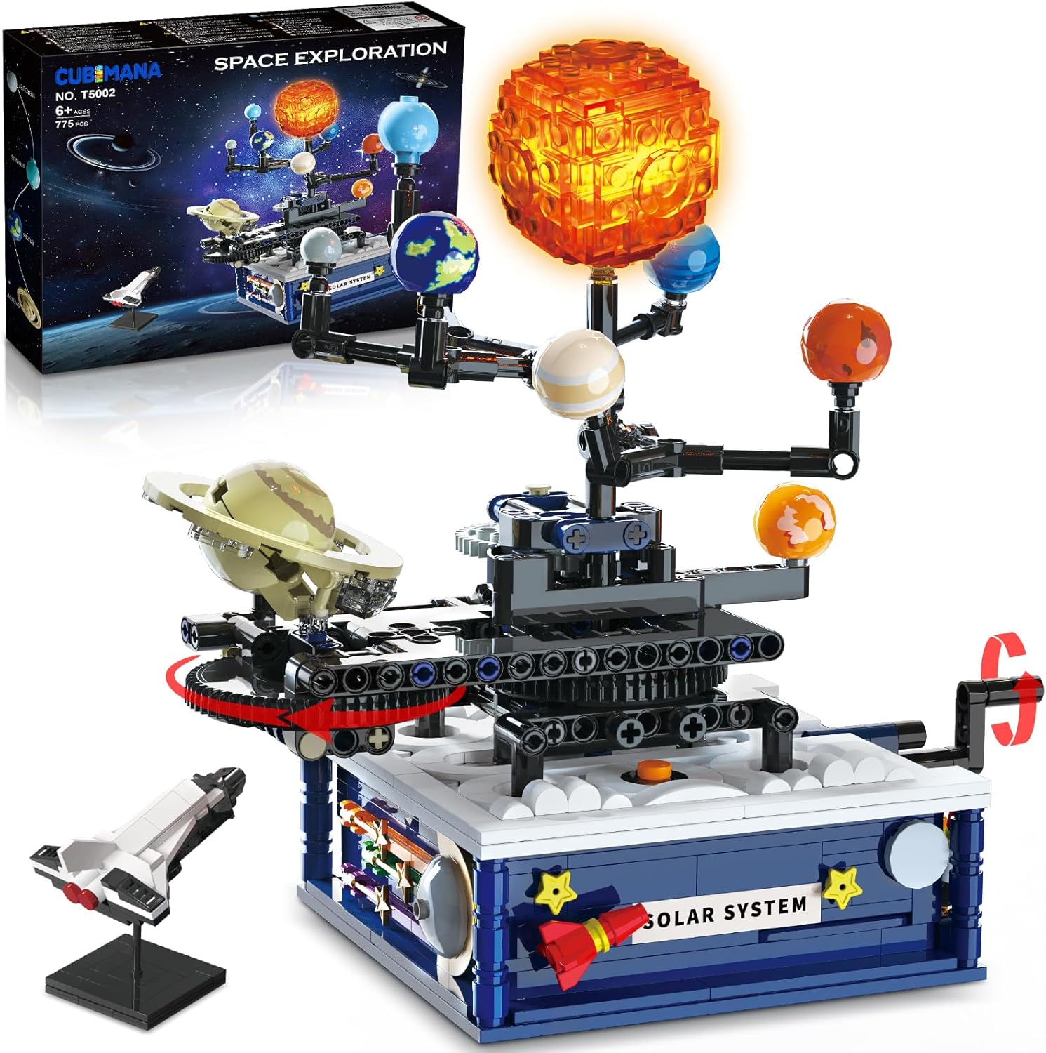 Solar System Building Sets with Light - Rotatable Space Exploration Building Toys with 9 Planets & Rocket Sets Science Astronomy Educational Gifts for Boys Girls Age 6+ Years Old Kids(775 PCS)