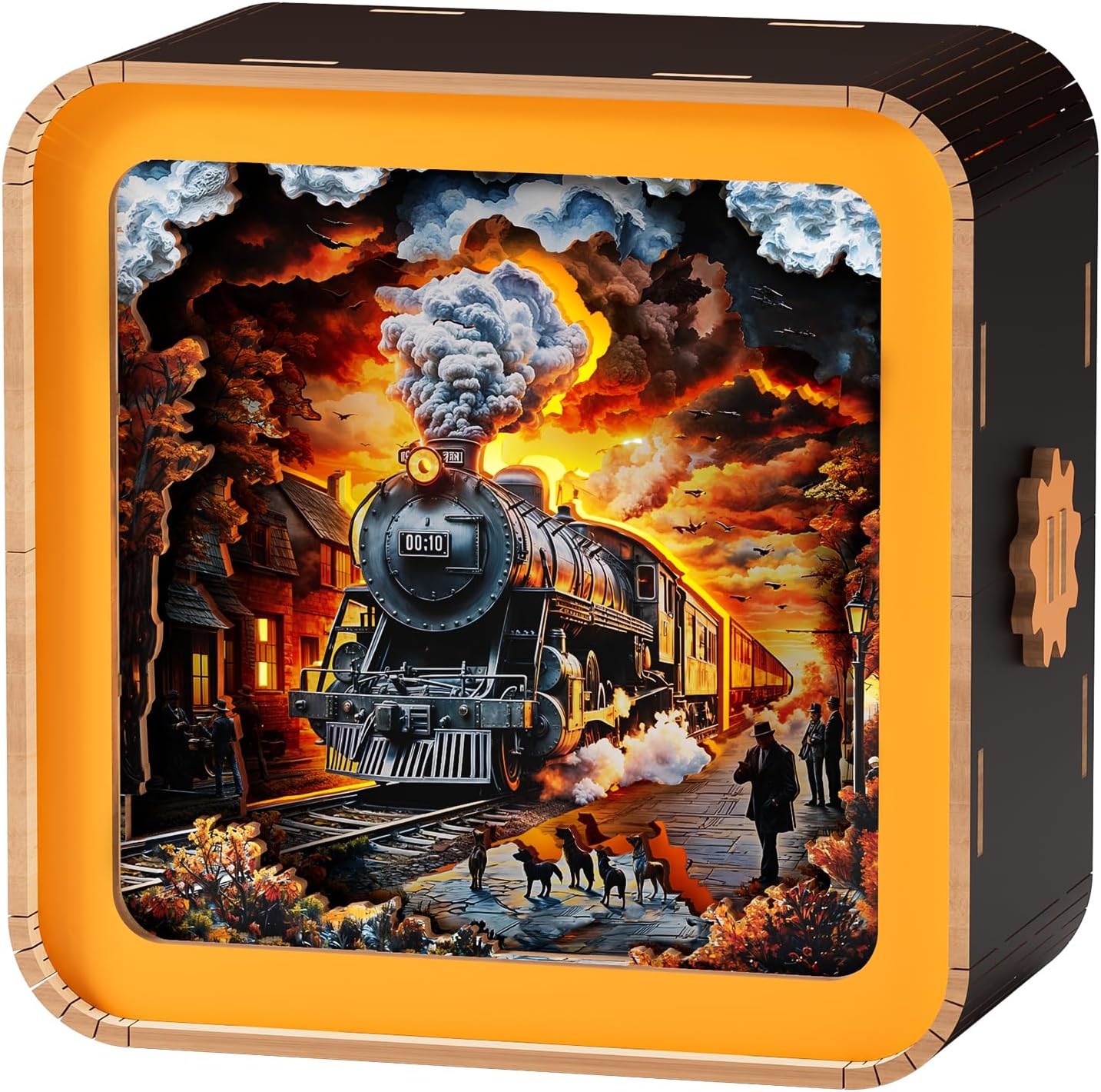 3D Puzzle Nightlight-DIY LED Light 3D Wooden Puzzle Night Light-Art Lamp and Craft Kits for Kids and Adults-Home Desk Decor Christmas Craft Kit 3D Puzzls Nightlight (Steam Train)