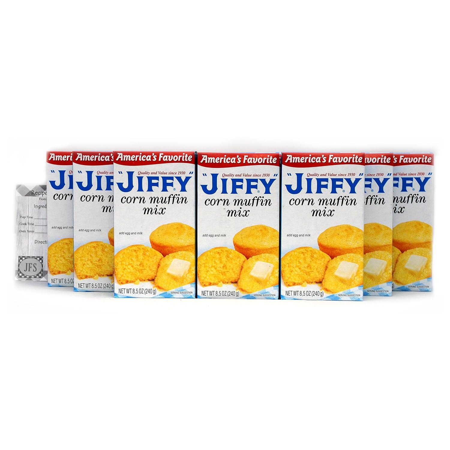 Jiffy Corn Muffin Mix (Pack of 12), 8.5oz (240g) Boxes Bundled with a JFS Recipe Card