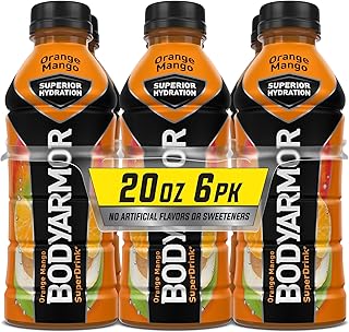 BODYARMOR Sports Drink Sports Beverage, Orange Mango, Coconut Water Hydration, Natural Flavors With Vitamins, Potassium-Packed Electrolytes, Perfect For Athletes, 20 Fl Oz (Pack of 6)