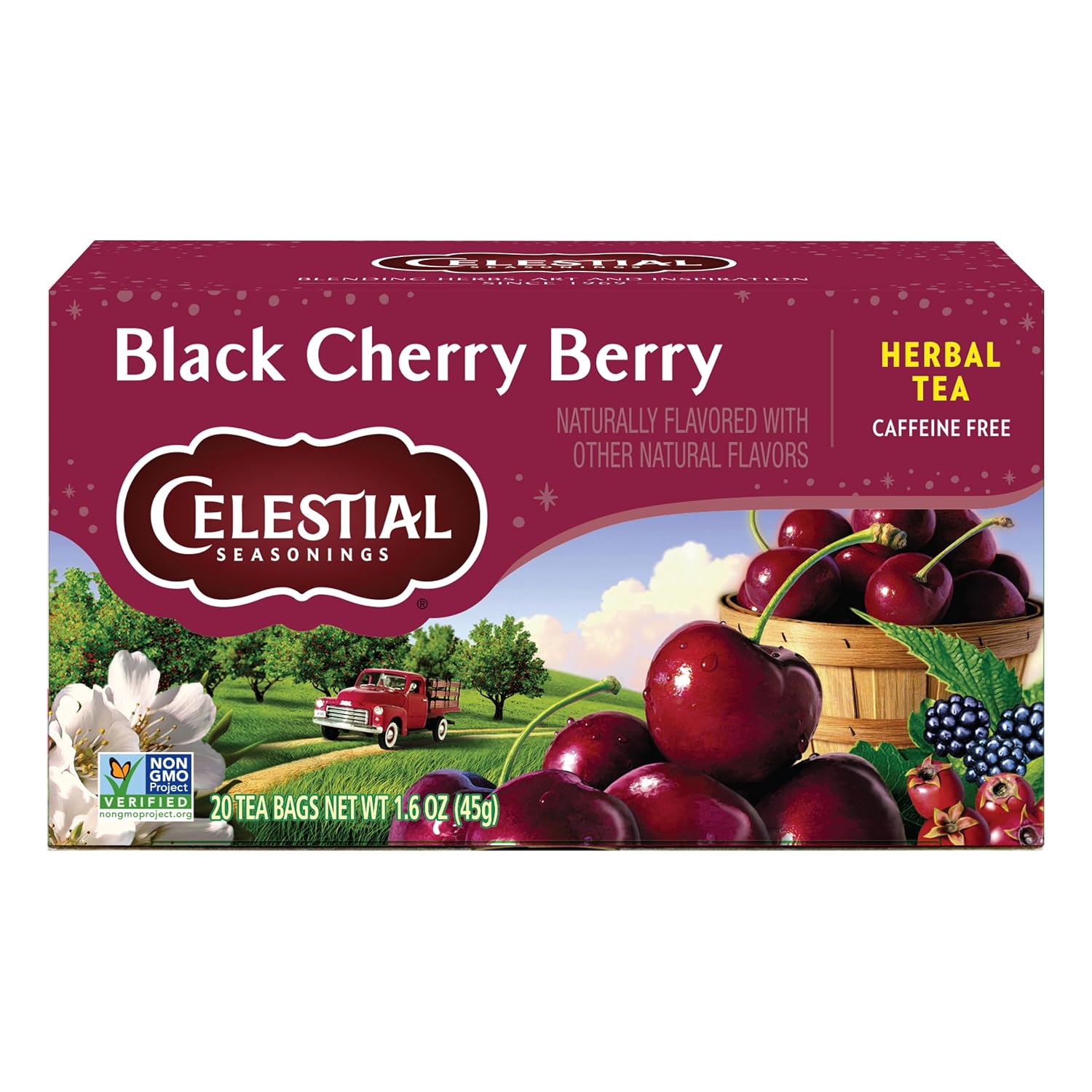 Celestial Seasonings Black Cherry Berry Herbal Tea, Caffeine Free, 20 Tea Bags Box (Pack of 6)