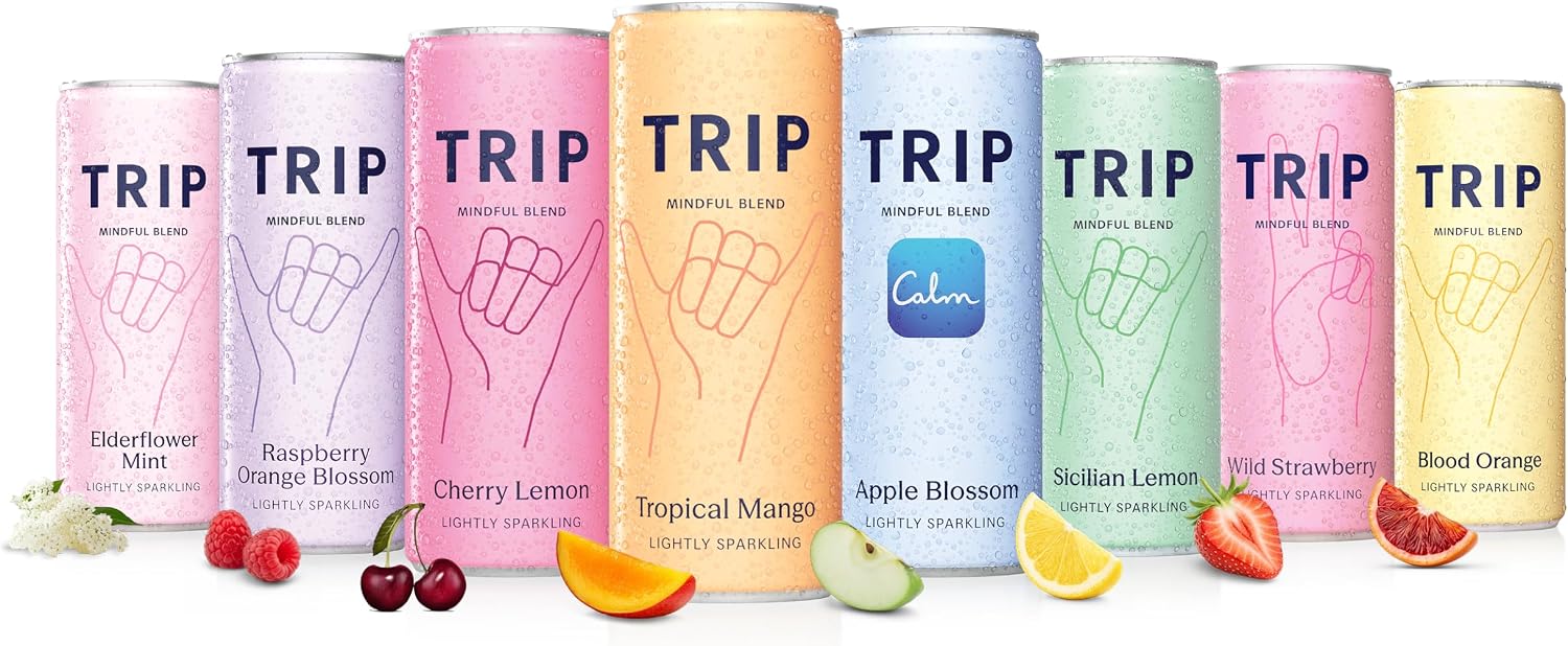 TRIP Calm Magnesium Drink, Sparkling Mocktail, Ultimate Sampler Mix, 12pack