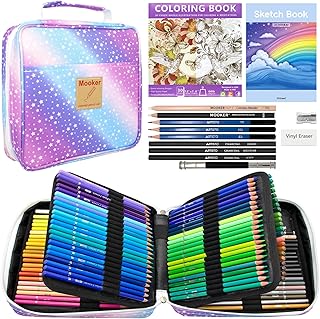 134 Colored Pencils Set-120 Colored Pencils,Adult Coloring Book and Sketch Pad,Artists Colorless Blender,Zipper Travel Case,Soft Core,Ideal for Drawing Sketching Shading,Art Supplies for Beginners