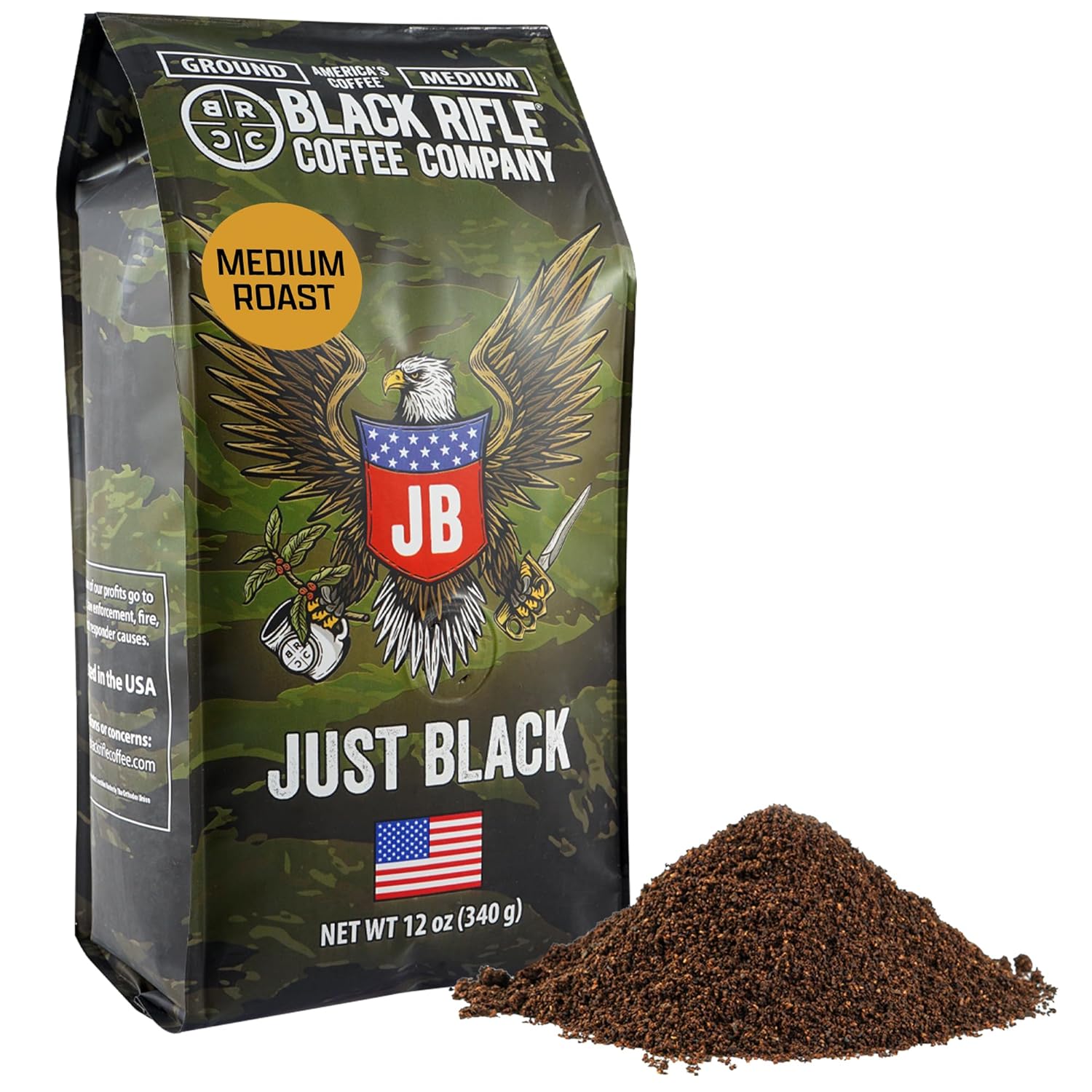 Black Rifle Coffee Company Just Black, Medium Roast Ground Coffee, 12 OZ Bag