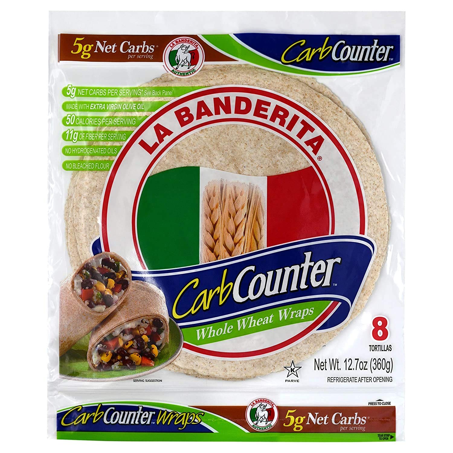 La Banderita Low Carb Tortilla 8pc, 12.7 Ounce (Pack of 12)