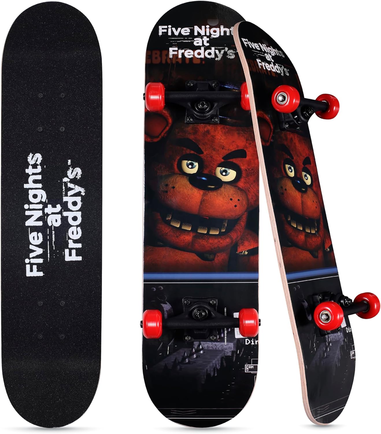 Five Nights at Freddy’s Skateboard with Printed Graphic Grip Tape - Great for Kids and Teens, Cruiser Skateboard with ABEC 5 Bearings, Durable Deck, Smooth Wheels