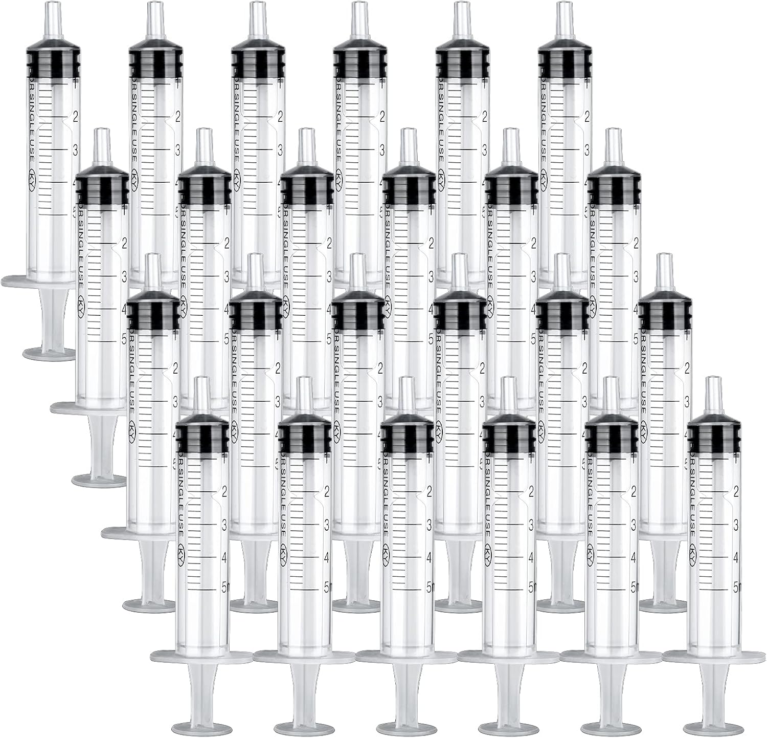 24 Pack 5ml Plastic Syringe with Measurement, Disposable Sterile Syringes, for Liquids, Measuring Syringe Tools for Experimental Measurement, Pet Feeding and Plant Watering, black, FN-129