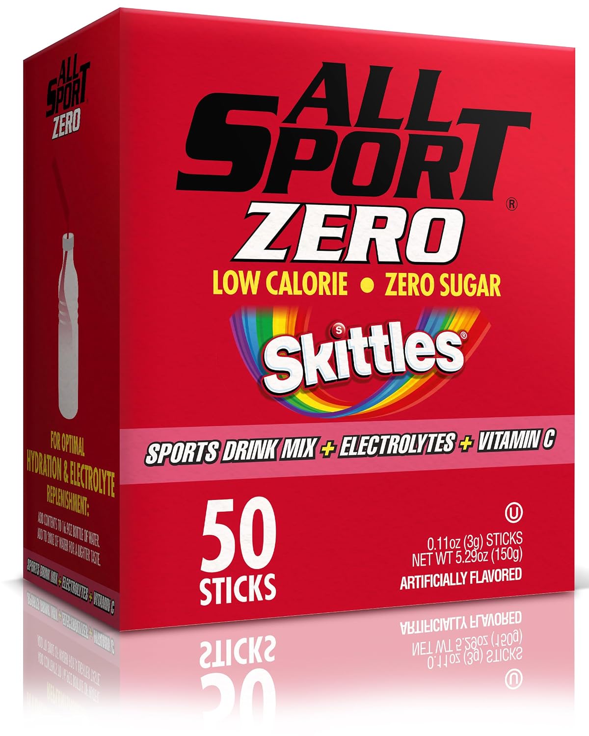 All Sport Powder Hydration Sticks, Zero Calorie, Performance Electrolyte Drink Mix, Sugar Free, SKITTLES 50 Ct box