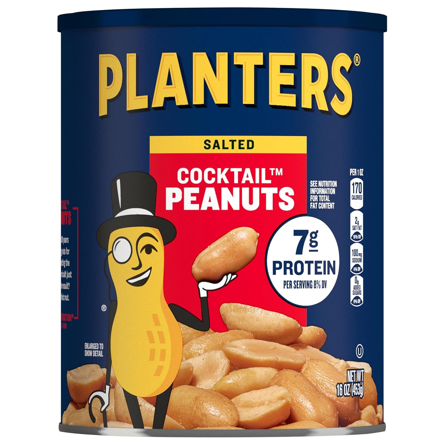 PLANTERS Salted Peanuts, Plant Based Protein Snacks, 16 Oz (1 Ct)
