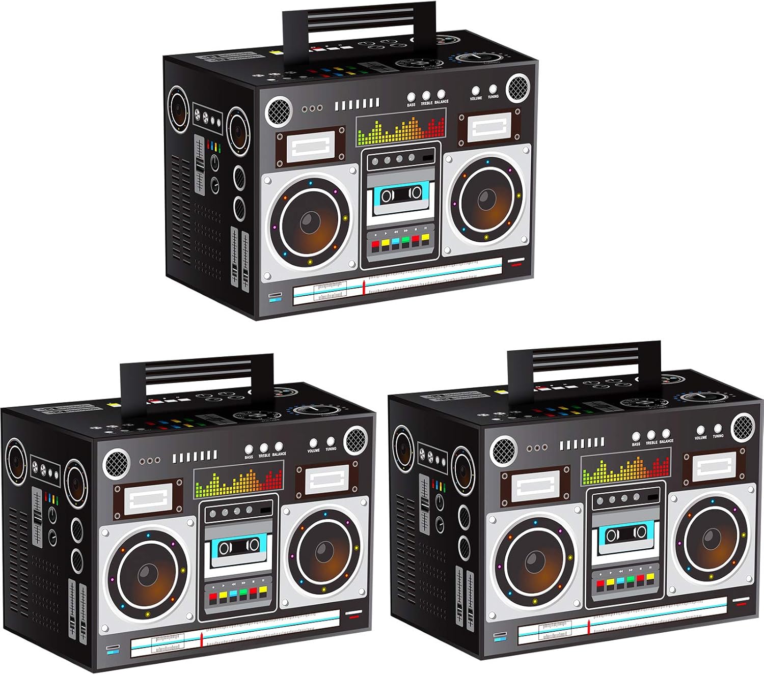 Sumind Novelty Boom Favor Boxes 80s Boombox Decorations 1980s Theme Decorations Boom Box Party Favors Hip Hop Party Prop Radio Decor for Retro Hip Hop Theme Party(6 Pieces)