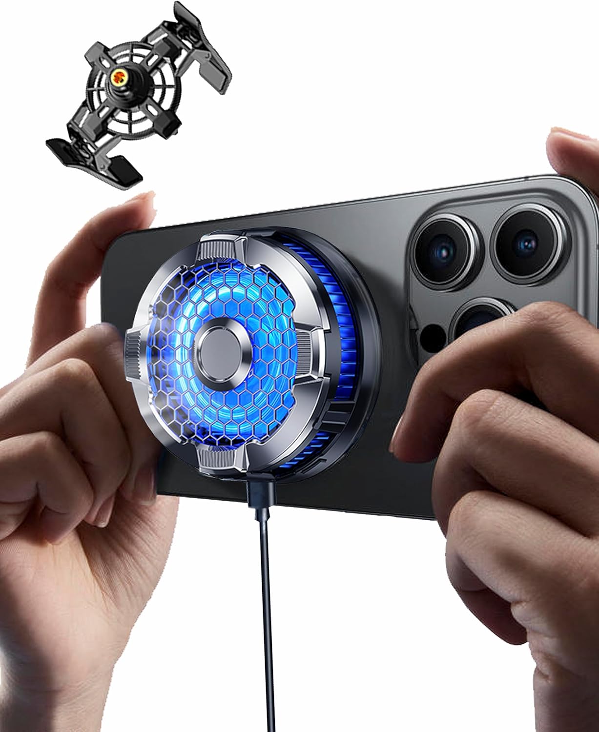Magnetic Phone Cooler, Phone Cooling Fan with Semi-Conductor Cooling Chip, Universal Cellphone Radiator for Tiktok Live Streaming, Outdoor Vlog, Mobile Gaming.