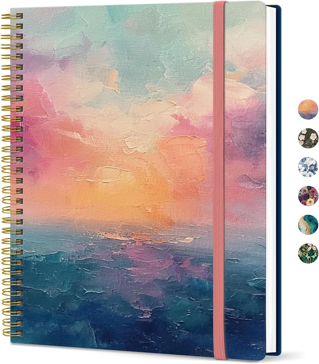 Aesthetic Lined Spiral Journal Notebook For Women, 8.5"x11" Cute Large Notebooks for Work & Note Taking, Hardcover College Ruled Journaling Notebook for Writing, Plastic Cover, Sunset