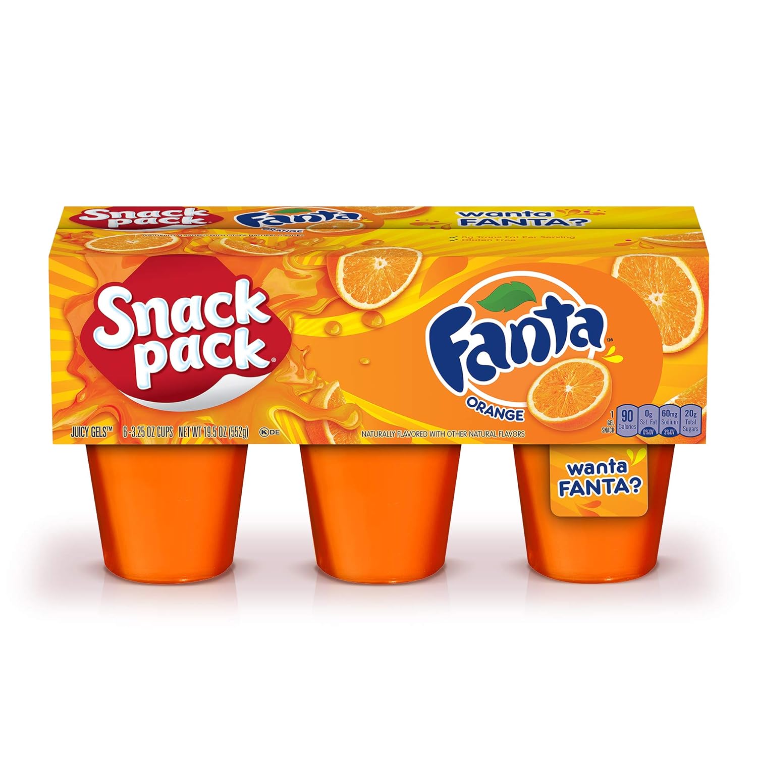 SNACK PACK Fanta Orange Juicy Gels Cups, 3.25 oz. Cups 6-Count (Pack of 8)