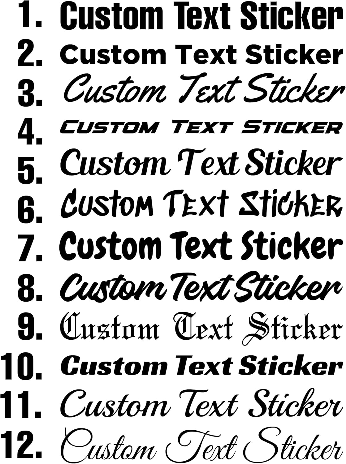 Custom Text Car Van Shop Window Business Sticker Personalised Funny Name Lettering Vinyl Stickers Decals 30 Text Styles 20cm-125cm X2