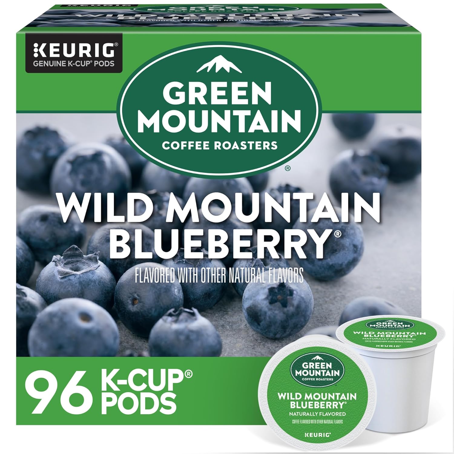 Green Mountain Coffee Roasters Wild Mountain Blueberry Keurig Single-Serve K-Cup pods, Light Roast Coffee, 96 Count