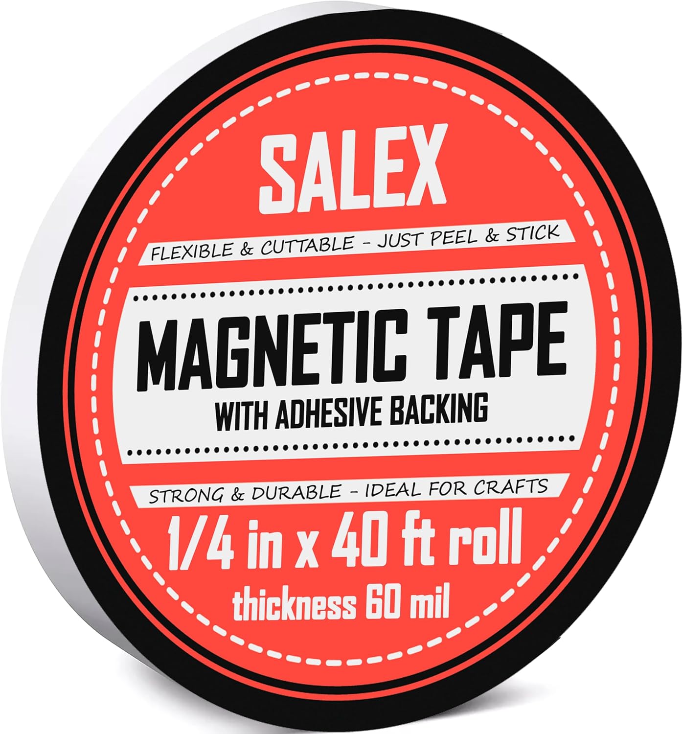 Magnetic Tape with Adhesive Backing 1/4 inch Wide - Thick 60 mil Magnet Tape Roll to Make Sticky Magnet Strips, Strong Squares, Dots, Flexible Sheets, Cutting Own Fridge Magnets, Crafts